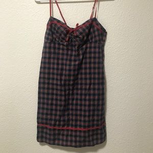 Red and black plaid mini dress